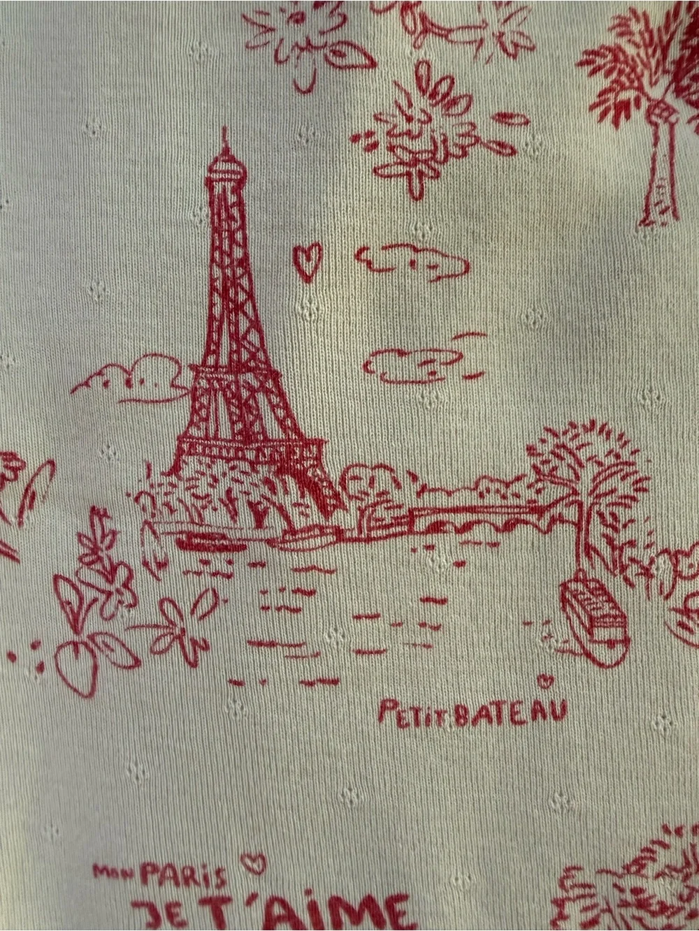 Petit Bateau Paris Eiffel Tower Pink Pointelle Pajamas Set size 10 Girls